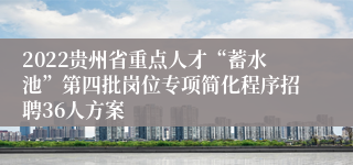 2022贵州省重点人才“蓄水池”第四批岗位专项简化程序招聘36人方案