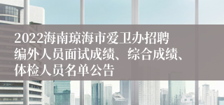 2022海南琼海市爱卫办招聘编外人员面试成绩、综合成绩、体检人员名单公告