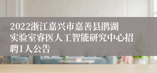 2022浙江嘉兴市嘉善县鹃湖实验室睿医人工智能研究中心招聘1人公告