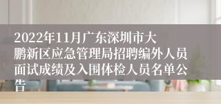 2022年11月广东深圳市大鹏新区应急管理局招聘编外人员面试成绩及入围体检人员名单公告