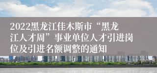 2022黑龙江佳木斯市“黑龙江人才周”事业单位人才引进岗位及引进名额调整的通知