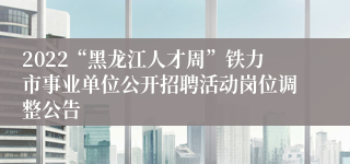 2022“黑龙江人才周”铁力市事业单位公开招聘活动岗位调整公告