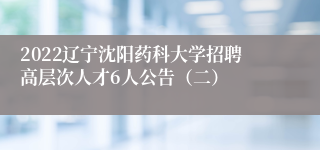 2022辽宁沈阳药科大学招聘高层次人才6人公告（二）