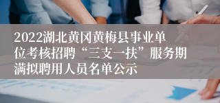 2022湖北黄冈黄梅县事业单位考核招聘“三支一扶”服务期满拟聘用人员名单公示