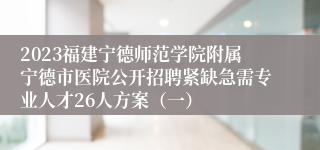 2023福建宁德师范学院附属宁德市医院公开招聘紧缺急需专业人才26人方案（一）