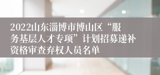 2022山东淄博市博山区“服务基层人才专项”计划招募递补资格审查弃权人员名单