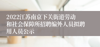 2022江苏南京下关街道劳动和社会保障所招聘编外人员拟聘用人员公示