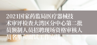 2021国家药监局医疗器械技术审评检查大湾区分中心第二批员额制人员招聘现场资格审核人员名单和面试工作安排