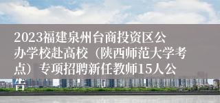 2023福建泉州台商投资区公办学校赴高校（陕西师范大学考点）专项招聘新任教师15人公告