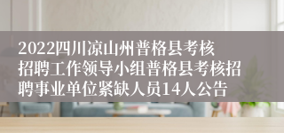 2022四川凉山州普格县考核招聘工作领导小组普格县考核招聘事业单位紧缺人员14人公告