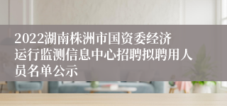 2022湖南株洲市国资委经济运行监测信息中心招聘拟聘用人员名单公示