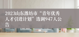 2023山东潍坊市“青年优秀人才引进计划”选调947人公告