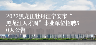 2022黑龙江牡丹江宁安市“黑龙江人才周”事业单位招聘50人公告