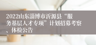 2022山东淄博市沂源县“服务基层人才专项”计划招募考察、体检公告