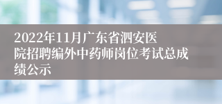 2022年11月广东省泗安医院招聘编外中药师岗位考试总成绩公示