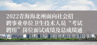 2022青海海北州面向社会招聘事业单位卫生技术人员“考试聘用”岗位面试成绩及总成绩通知