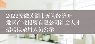 2022安徽芜湖市无为经济开发区产业投资有限公司社会人才招聘拟录用人员公示