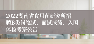 2022湖南省食用菌研究所招聘B类岗笔试、面试成绩、入围体检考察公告