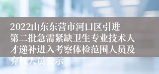 2022山东东营市河口区引进第二批急需紧缺卫生专业技术人才递补进入考察体检范围人员及弃权人员公示