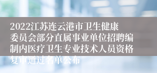 2022江苏连云港市卫生健康委员会部分直属事业单位招聘编制内医疗卫生专业技术人员资格复审通过名单公布