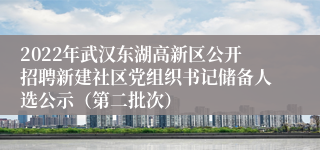 2022年武汉东湖高新区公开招聘新建社区党组织书记储备人选公示（第二批次）