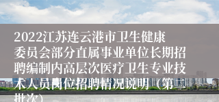 2022江苏连云港市卫生健康委员会部分直属事业单位长期招聘编制内高层次医疗卫生专业技术人员岗位招聘情况说明（第二批次）