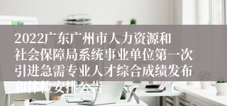 2022广东广州市人力资源和社会保障局系统事业单位第一次引进急需专业人才综合成绩发布和体检安排公告