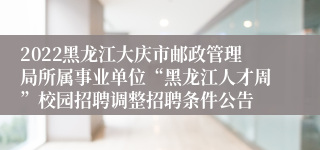 2022黑龙江大庆市邮政管理局所属事业单位“黑龙江人才周”校园招聘调整招聘条件公告