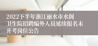 2022下半年浙江丽水市水阁卫生院招聘编外人员延续报名未开考岗位公告