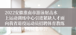 2022安徽淮南市游泳射击水上运动训练中心引进紧缺人才面向我省退役运动员招聘体育教练员体检合格人员名单公