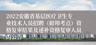 2022安徽省基层医疗卫生专业技术人员招聘（蚌埠考点）资格复审结果及递补资格复审人员的公告