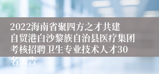 2022海南省聚四方之才共建自贸港白沙黎族自治县医疗集团考核招聘卫生专业技术人才30名公告