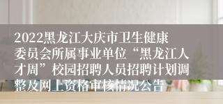 2022黑龙江大庆市卫生健康委员会所属事业单位“黑龙江人才周”校园招聘人员招聘计划调整及网上资格审核情况公告