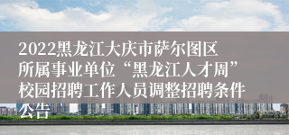 2022黑龙江大庆市萨尔图区所属事业单位“黑龙江人才周”校园招聘工作人员调整招聘条件公告