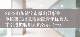 2022山东济宁市微山县事业单位第三批急需紧缺青年优秀人才引进拟聘用人员公示（一）