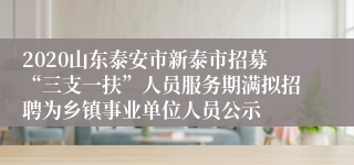 2020山东泰安市新泰市招募“三支一扶”人员服务期满拟招聘为乡镇事业单位人员公示