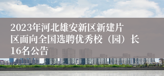 2023年河北雄安新区新建片区面向全国选聘优秀校（园）长16名公告