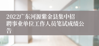 2022广东河源紫金县集中招聘事业单位工作人员笔试成绩公告