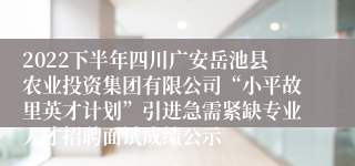 2022下半年四川广安岳池县农业投资集团有限公司“小平故里英才计划”引进急需紧缺专业人才招聘面试成绩公示