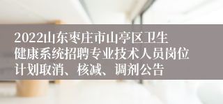 2022山东枣庄市山亭区卫生健康系统招聘专业技术人员岗位计划取消、核减、调剂公告