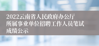 2022云南省人民政府办公厅所属事业单位招聘工作人员笔试成绩公示