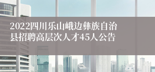 2022四川乐山峨边彝族自治县招聘高层次人才45人公告