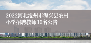 2022河北沧州市海兴县农村小学招聘教师30名公告