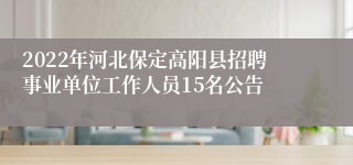 2022年河北保定高阳县招聘事业单位工作人员15名公告