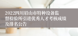 2022四川眉山市特种设备监督检验所引进优秀人才考核成绩及排名公告