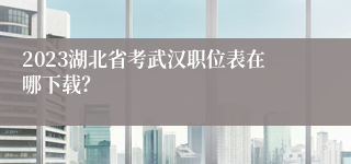 2023湖北省考武汉职位表在哪下载？