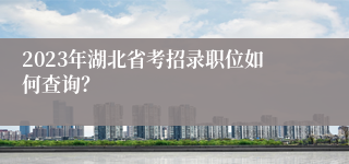 2023年湖北省考招录职位如何查询？