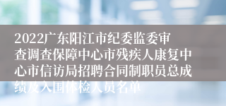 2022广东阳江市纪委监委审查调查保障中心市残疾人康复中心市信访局招聘合同制职员总成绩及入围体检人员名单