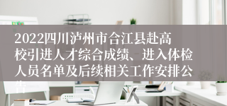 2022四川泸州市合江县赴高校引进人才综合成绩、进入体检人员名单及后续相关工作安排公告