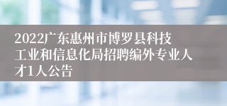 2022广东惠州市博罗县科技工业和信息化局招聘编外专业人才1人公告